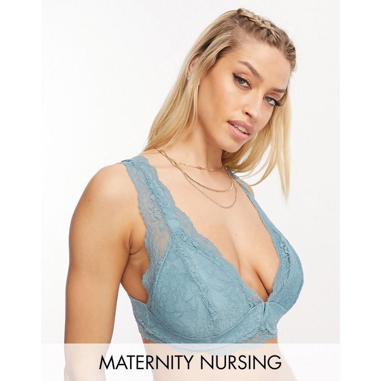 Mamalicious Maternity nursing lace bra in blue