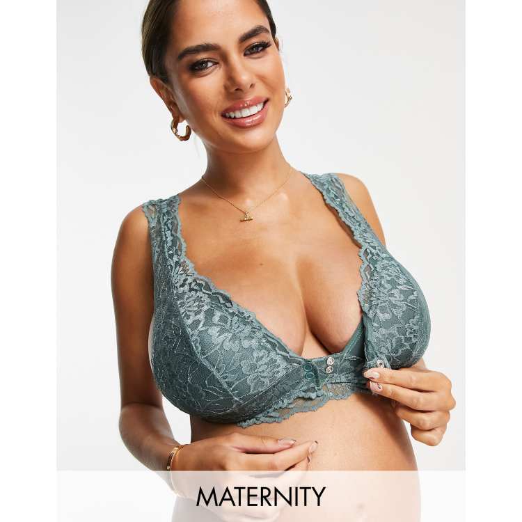 Mamalicious Maternity nursing lace bra in dark green