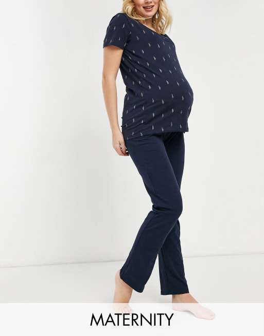 Mamalicious Grey & Navy Maternity Nursing Pyjama Set