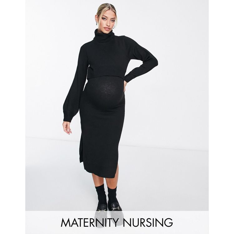 Mamalicious Maternity jersey nursing scarf in black, ASOS