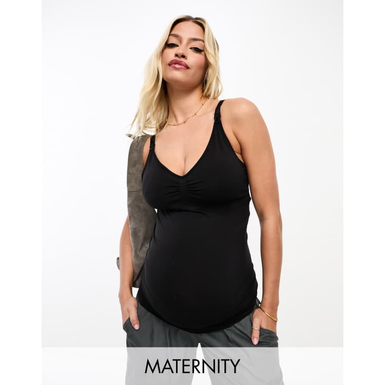 Black Seamless Maternity & Nursing Vest