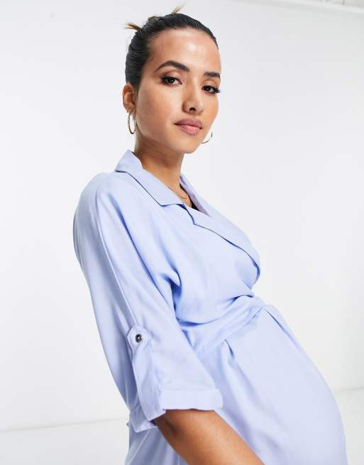 Mamalicious Maternity nursing shirt dress in blue