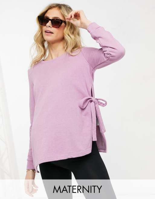 Mamalicious Maternity nursing sweatshirt with tie side in lilac