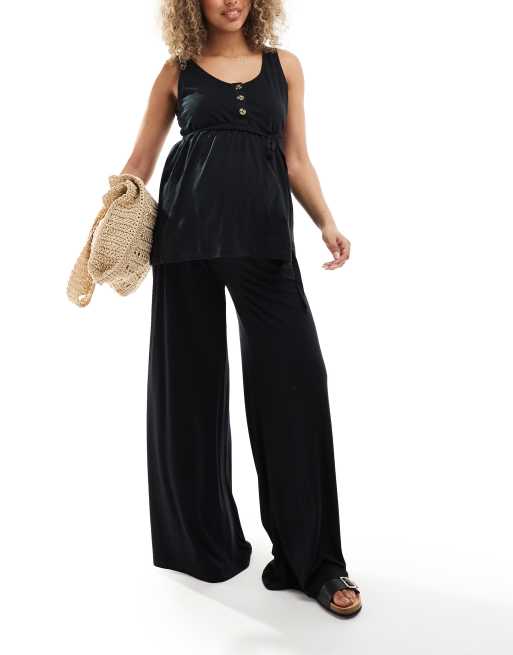 Mamalicious Maternity – Oberteil in Schwarz mit Knopfleiste und zwei Stillfunktionen, 4 von 4