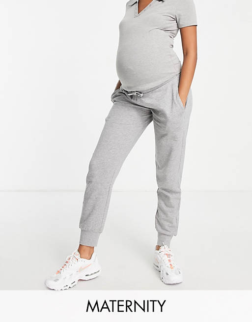 Women Mamalicious Maternity organic cotton blend joggers in grey 