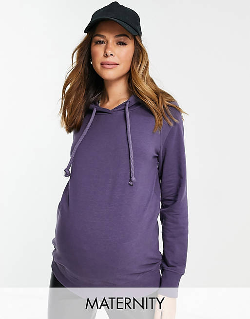 Co-ords Mamalicious Maternity organic cotton hoodie co-ord in purple 