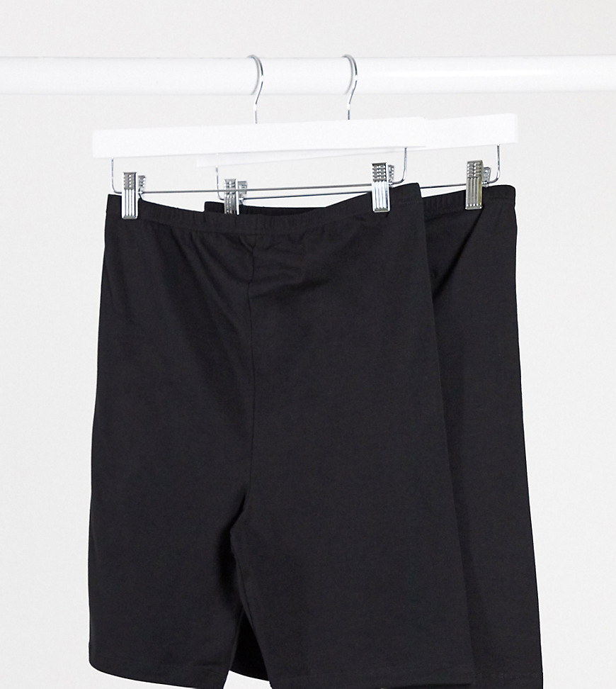 Mamalicious Maternity organic cotton jersey shorts 2 pack in black-Multi