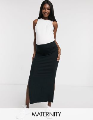 long jersey skirt with side split