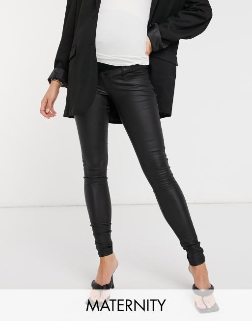 Buy Mamalicious Black Faux Leather Over The Bump Maternity