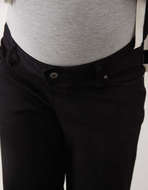 Mamalicious Maternity over the bump jeans med brede ben i sort, 3 af 5