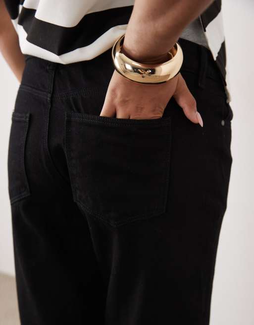 Mamalicious Maternity over the bump jeans med brede ben i sort, 4 af 5