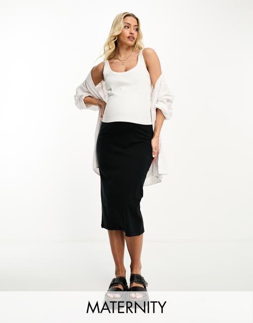 Maternity Basic Over Bump Midi Skirt