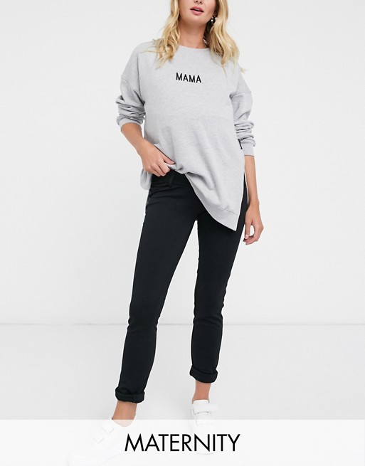 Mamalicious Maternity over the bump jersey trousers in black