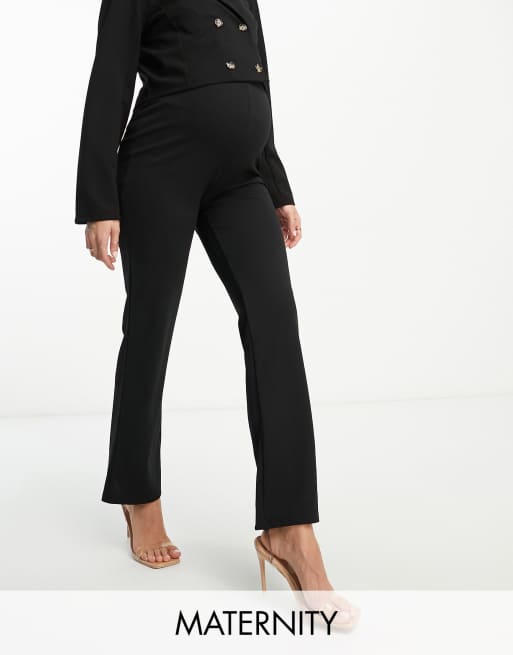 Mamalicious Maternity cropped blazer and over the bump pants set in black, 2 of 2