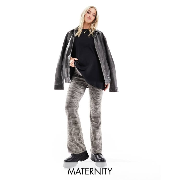 Mamalicious Maternity over the bump pants in check print