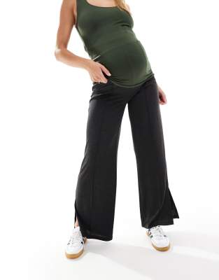 Mama.licious Mamalicious Maternity Over The Bump Pants With Pintuck In Gray