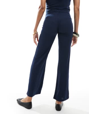 Mama.licious Mamalicious Maternity Over The Bump Ribbed Jersey Wide Leg Pants In Navy