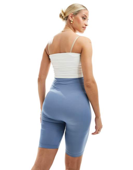 Mamalicious Maternity over the bump shapewear shorts in denim blue