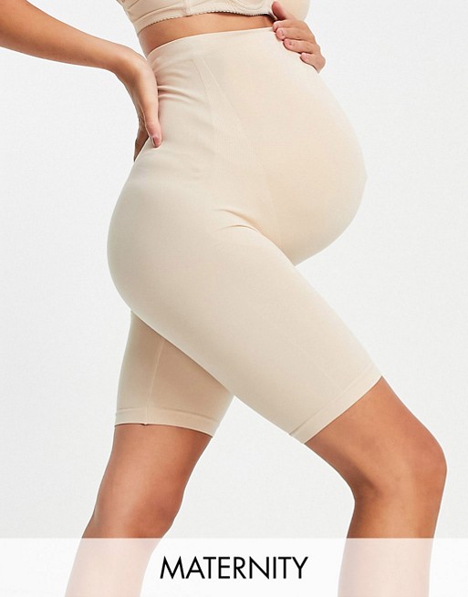 Mamalicious Maternity over the bump shapewear shorts in beige