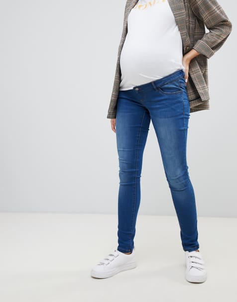 Mamalicious maternity over the bump skinny jean in blue - view 1