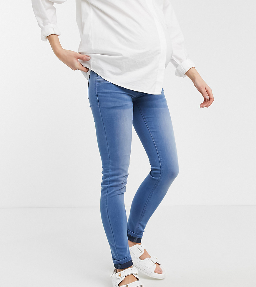 Mamalicious Maternity over the bump skinny jeans in blue-Blues