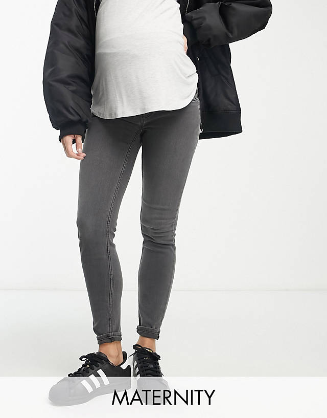 Mama.licious - Mamalicious Maternity over the bump skinny jeans in medium grey