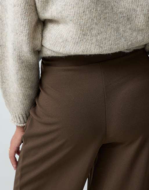Mamalicious Maternity over the bump wide leg jersey pants in dark brown, 5 of 5