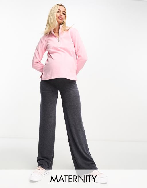Mamalicious Maternity over the bump wide leg pants in blue
