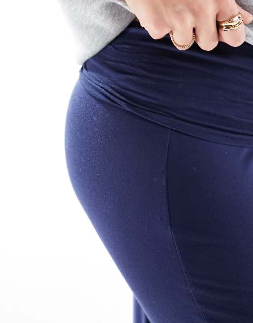 Mamalicious Maternity over the bump wide leg pants in navy, 4 of 5