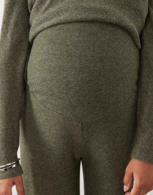 Mamalicious Maternity over the bump wide leg trousers co-ord in forest green, 3 of 5