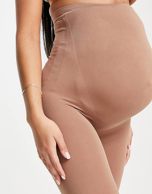 Mamalicious Maternity overbump shapewear shorts in light brown