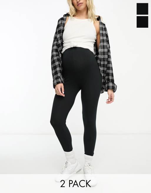 Mamalicious Maternity - Pakke med 2 par sorte leggings i bomuld