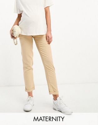 Mamalicious Maternity drawstring trouser in beige - ASOS Price Checker