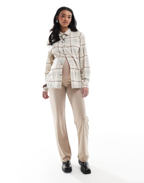 Mamalicious Maternity - Pantalon large avec bande recouvrant le ventre - Taupe - view 1