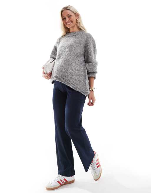 Mamalicious Maternity - Pantaloni a fondo ampio pesanti blu navy a coste