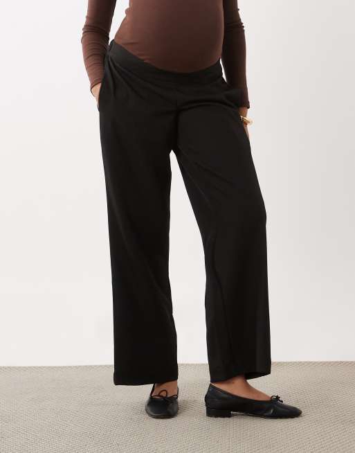 Mamalicious Maternity pantaloni a gamba larga neri, 2 di 5