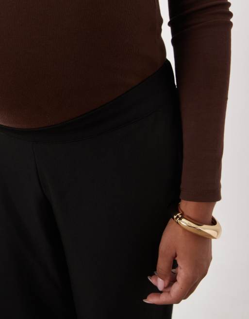 Mamalicious Maternity pantaloni a gamba larga neri, 5 di 5