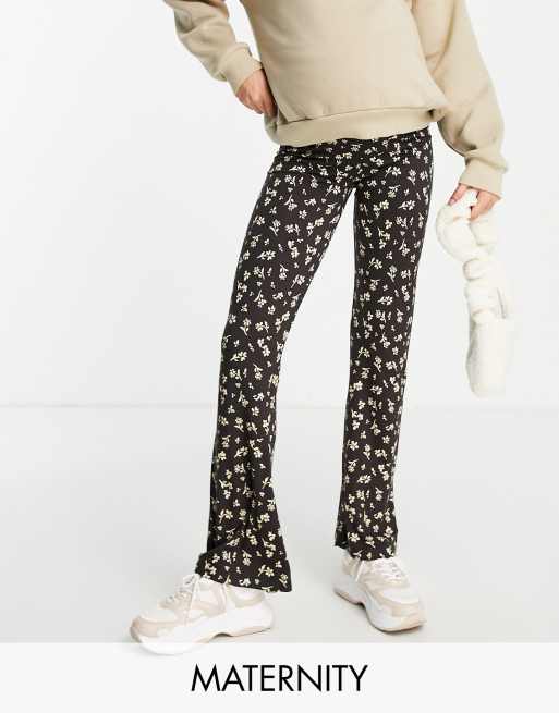Mamalicious Maternity - Pantaloni a zampa neri a fiorellini