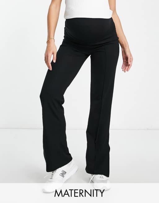 Mamalicious Maternity - Pantaloni a zampa neri con cuciture