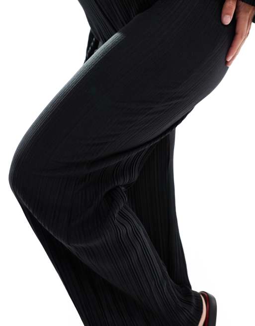 Mamalicious Maternity - Pantaloni plissé a fondo ampio neri in coordinato, 3 di 5