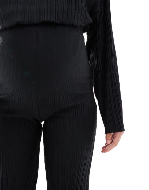 Mamalicious Maternity - Pantaloni plissé a fondo ampio neri in coordinato, 5 di 5