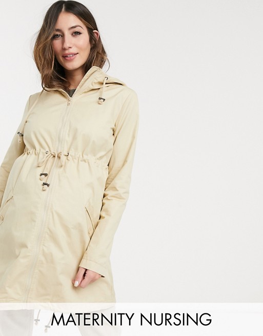 Mamalicious Maternity parka with nursing combination function in beige