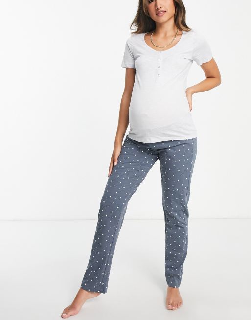 Mamalicious Maternity - Pigiama con funzione per l'allattamento multicolore con stampa stelle, 4 di 4