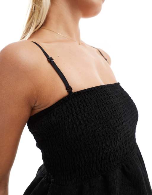 Mamalicious Maternity playsuit with smocked bust in black, 2 of 4