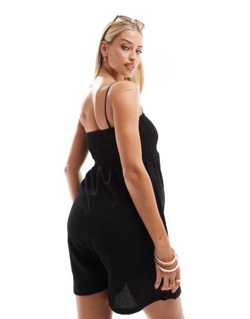 Mamalicious Maternity playsuit with smocked bust in black, 4 of 4