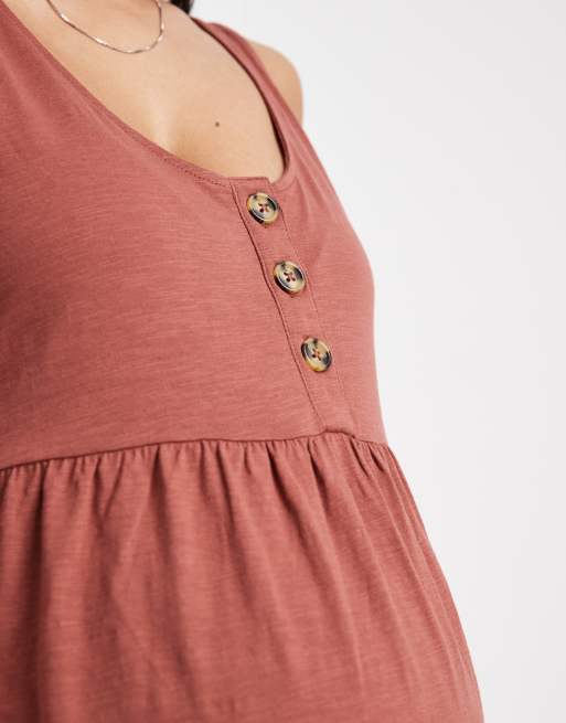 Mamalicious Maternity - Prendisole corto bordeaux con bottoni a 2 funzioni per l'allattamento, 3 di 4