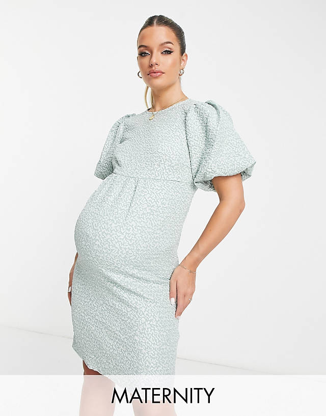 Mama.licious - Mamalicious Maternity puff sleeve dress in grey