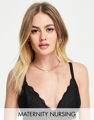 Mamalicious Maternity recycled blend nursing bra in black lace