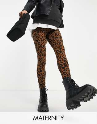 Mamalicious Maternity recycled leggings in leopard print