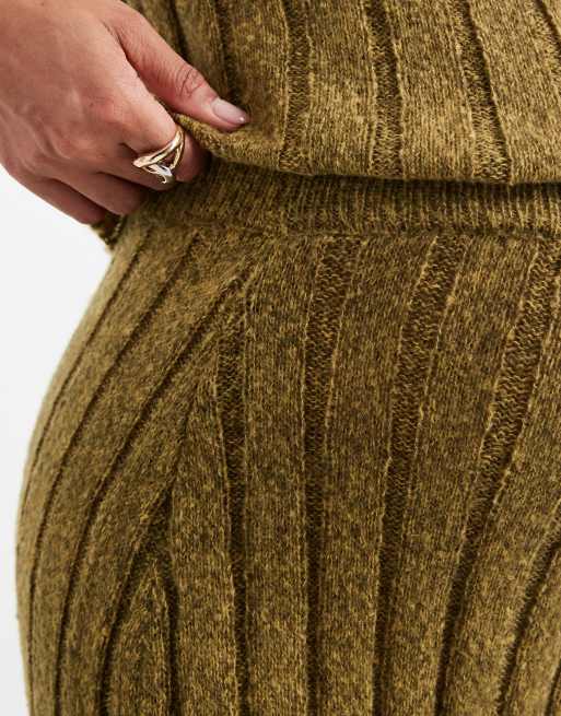 Mamalicious Maternity rib knit midi skirt in chartreuse - part of a set, 3 of 5